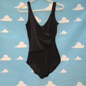 Vintage 70s Black Nylon Bodysuit